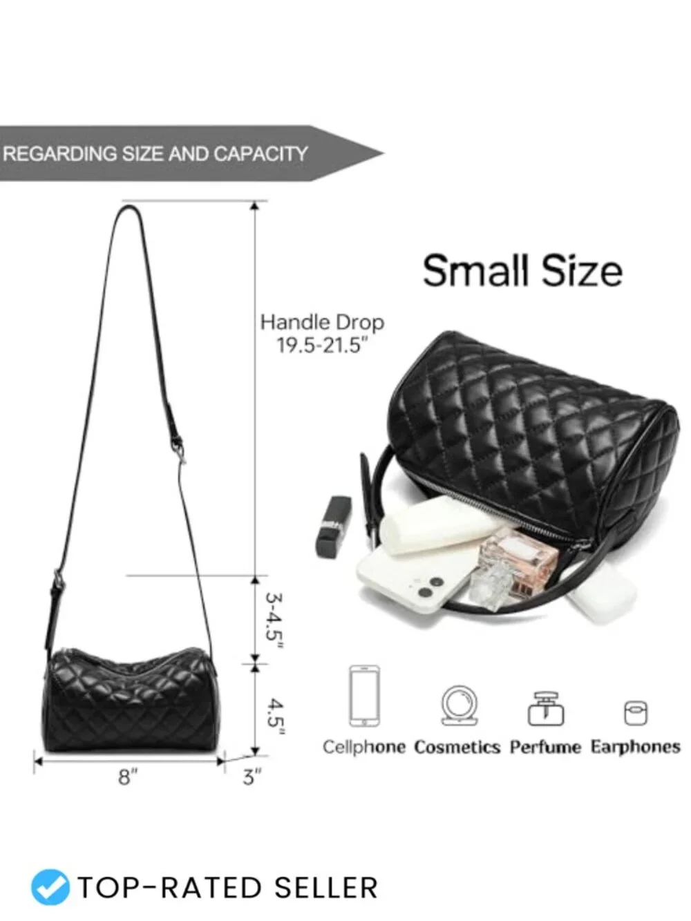Women's Faux Leather Barrel Hobo Crossbody Bag with Adjustable Strap
